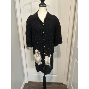 Vintage Touche L.A. Poodle Shirt‎ Dress Black RedPolka Dot Rayon Sz 22 (2X)